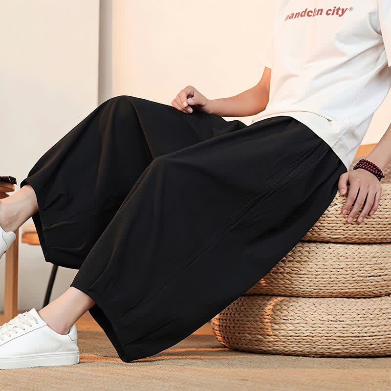 Buddha Stones Lässige, minimalistische Caprihose mit Kordelzug und Tasche für Herren – ideal für Frühling und Sommer - image 19