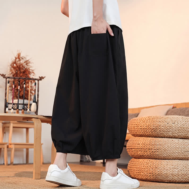 Buddha Stones Lässige, minimalistische Caprihose mit Kordelzug und Tasche für Herren – ideal für Frühling und Sommer - image 17