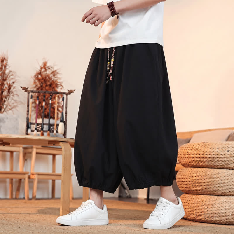 Buddha Stones Lässige, minimalistische Caprihose mit Kordelzug und Tasche für Herren – ideal für Frühling und Sommer - image 15