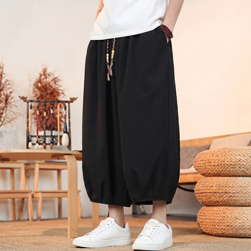 Buddha Stones Lässige, minimalistische Caprihose mit Kordelzug und Tasche für Herren – ideal für Frühling und Sommer - image 14
