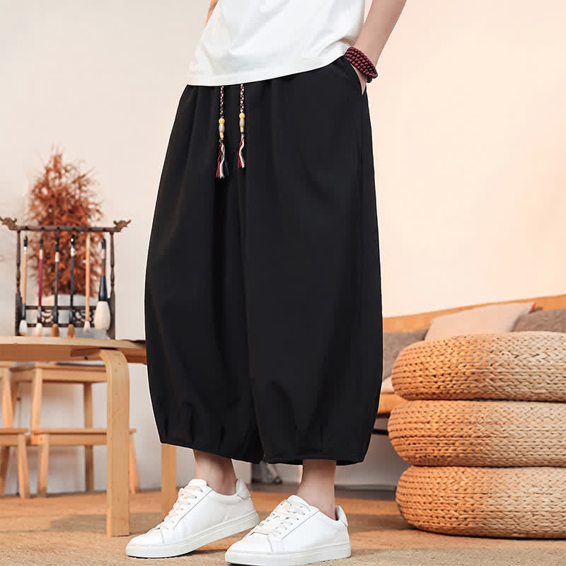Buddha Stones Lässige, minimalistische Caprihose mit Kordelzug und Tasche für Herren – ideal für Frühling und Sommer - image 18