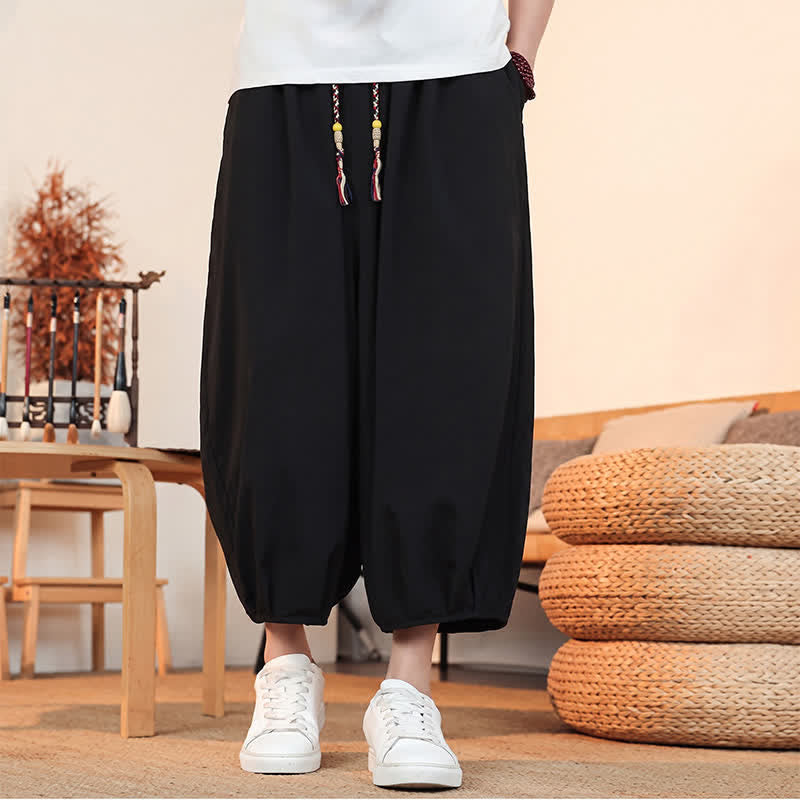 Buddha Stones Lässige, minimalistische Caprihose mit Kordelzug und Tasche für Herren – ideal für Frühling und Sommer - Schwarz - US/UK/AU46, EU56 (5XL) - image 13