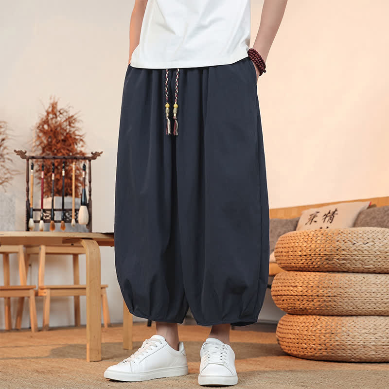 Buddha Stones Lässige, minimalistische Caprihose mit Kordelzug und Tasche für Herren – ideal für Frühling und Sommer - image 32