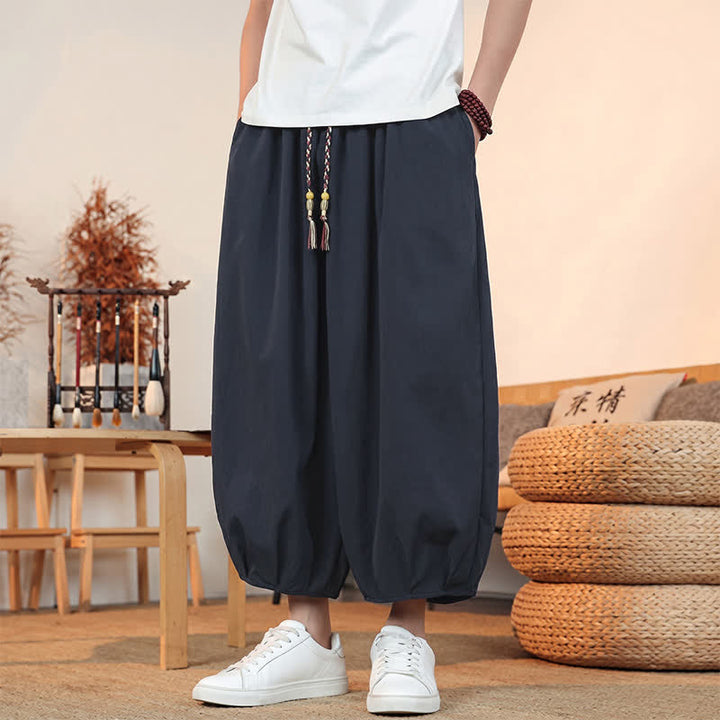 Buddha Stones Lässige, minimalistische Caprihose mit Kordelzug und Tasche für Herren – ideal für Frühling und Sommer - image 32