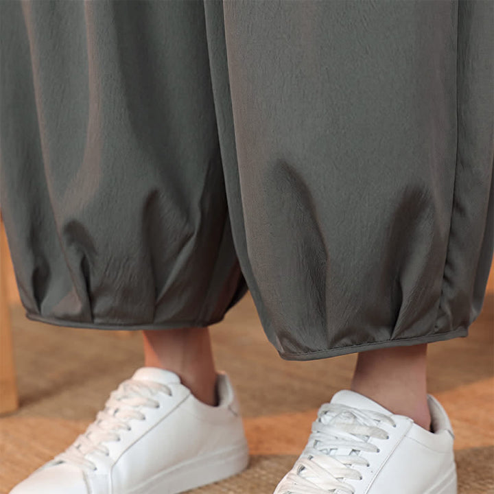 Buddha Stones Lässige, minimalistische Caprihose mit Kordelzug und Tasche für Herren – ideal für Frühling und Sommer - image 12
