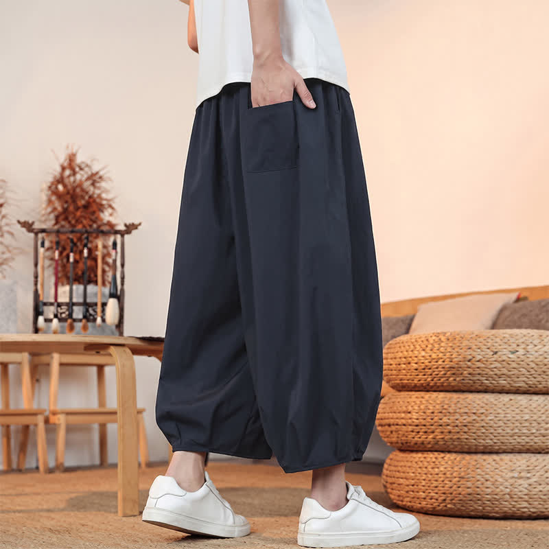 Buddha Stones Lässige, minimalistische Caprihose mit Kordelzug und Tasche für Herren – ideal für Frühling und Sommer - image 34