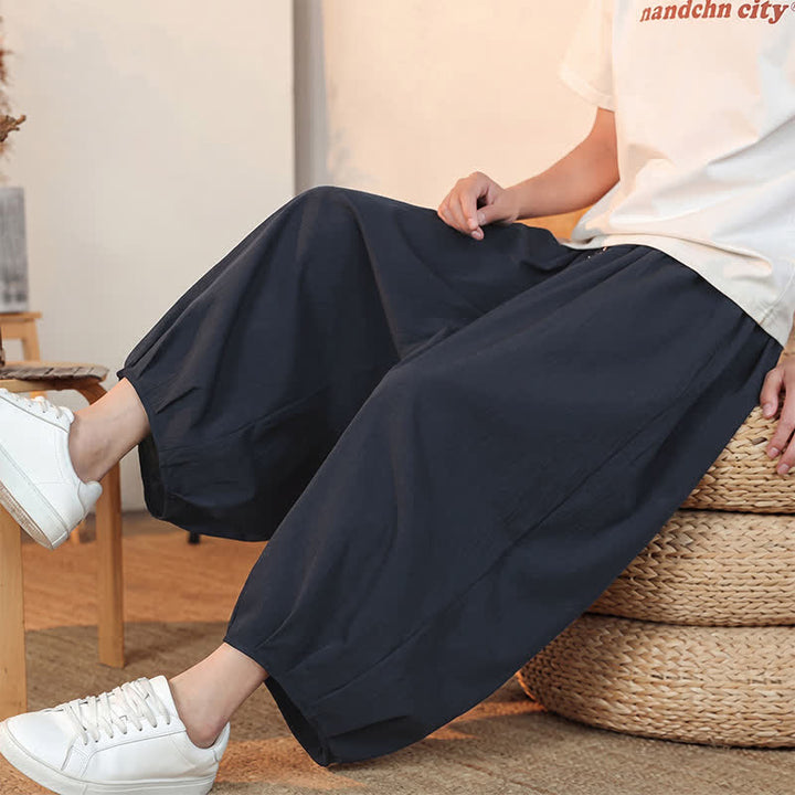 Buddha Stones Lässige, minimalistische Caprihose mit Kordelzug und Tasche für Herren – ideal für Frühling und Sommer - image 38