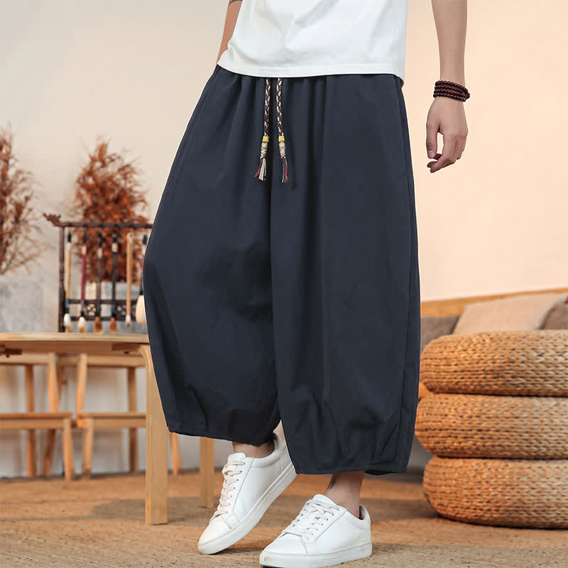 Buddha Stones Lässige, minimalistische Caprihose mit Kordelzug und Tasche für Herren – ideal für Frühling und Sommer - image 35