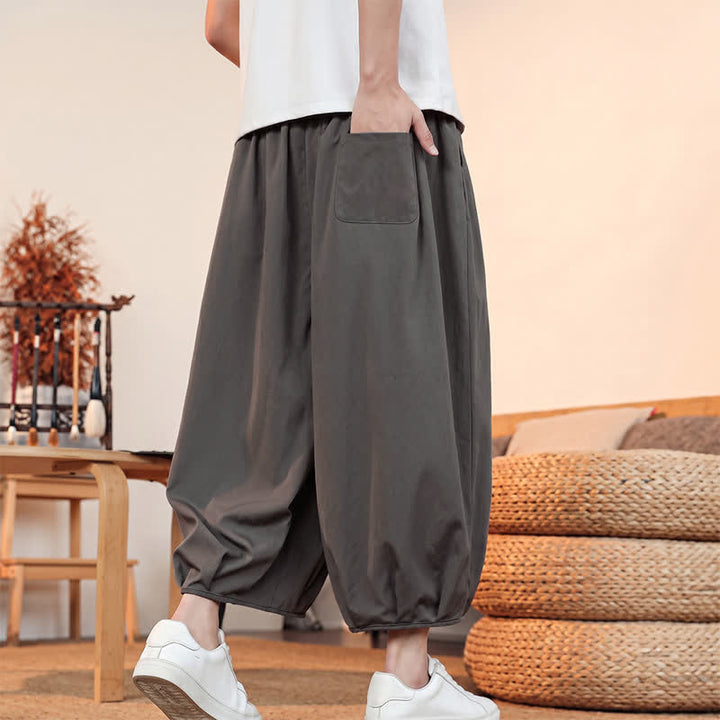 Buddha Stones Lässige, minimalistische Caprihose mit Kordelzug und Tasche für Herren – ideal für Frühling und Sommer - image 4
