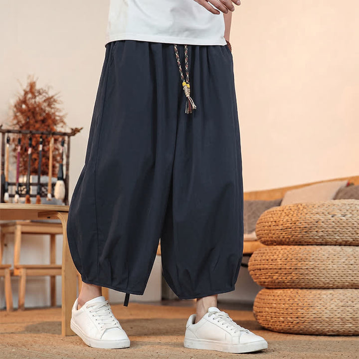 Buddha Stones Lässige, minimalistische Caprihose mit Kordelzug und Tasche für Herren – ideal für Frühling und Sommer - image 33