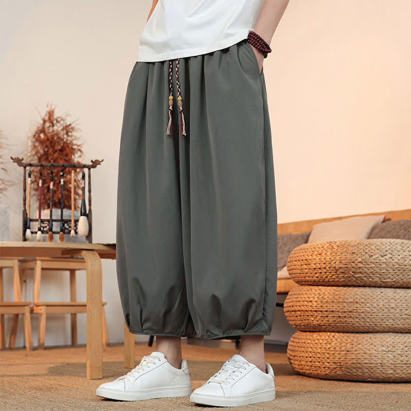 Buddha Stones Lässige, minimalistische Caprihose mit Kordelzug und Tasche für Herren – ideal für Frühling und Sommer - image 7