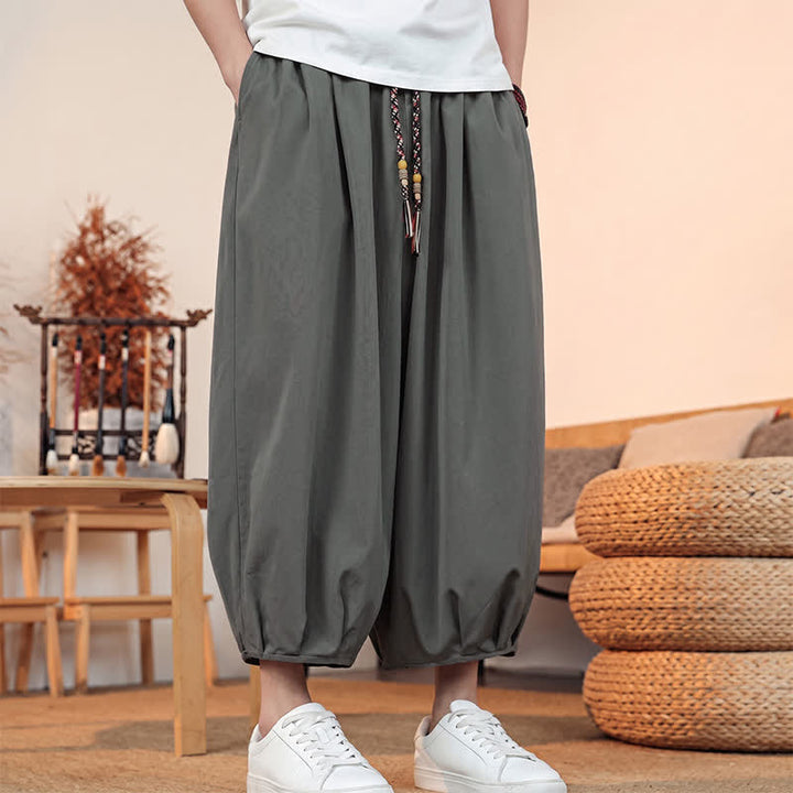 Buddha Stones Lässige, minimalistische Caprihose mit Kordelzug und Tasche für Herren – ideal für Frühling und Sommer - image 2