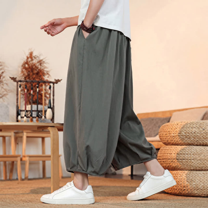 Buddha Stones Lässige, minimalistische Caprihose mit Kordelzug und Tasche für Herren – ideal für Frühling und Sommer - image 5