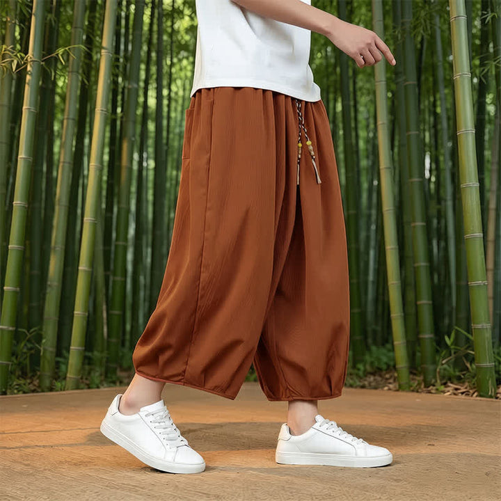 Buddha Stones Lässige, minimalistische Caprihose mit Kordelzug und Tasche für Herren – ideal für Frühling und Sommer - image 29