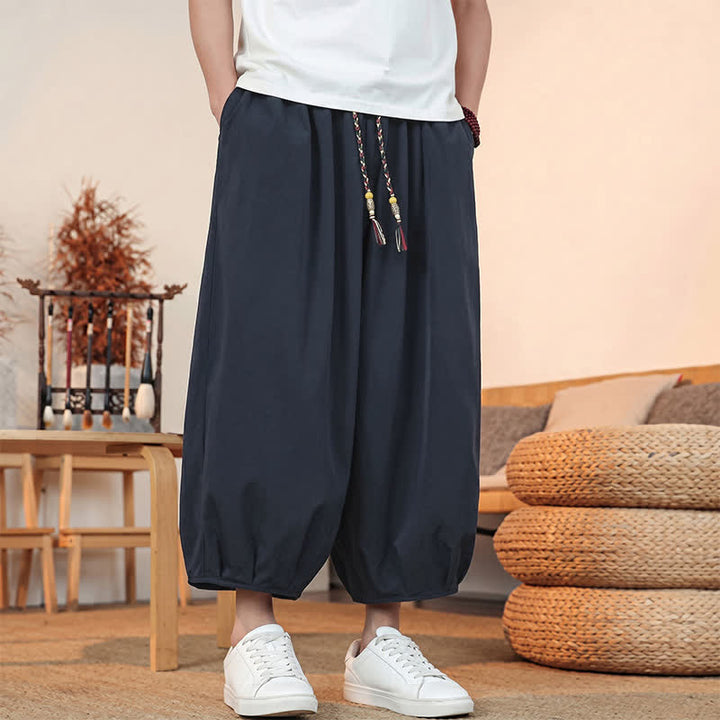 Buddha Stones Lässige, minimalistische Caprihose mit Kordelzug und Tasche für Herren – ideal für Frühling und Sommer - image 31