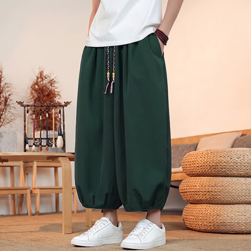 Buddha Stones Lässige, minimalistische Caprihose mit Kordelzug und Tasche für Herren – ideal für Frühling und Sommer - image 41