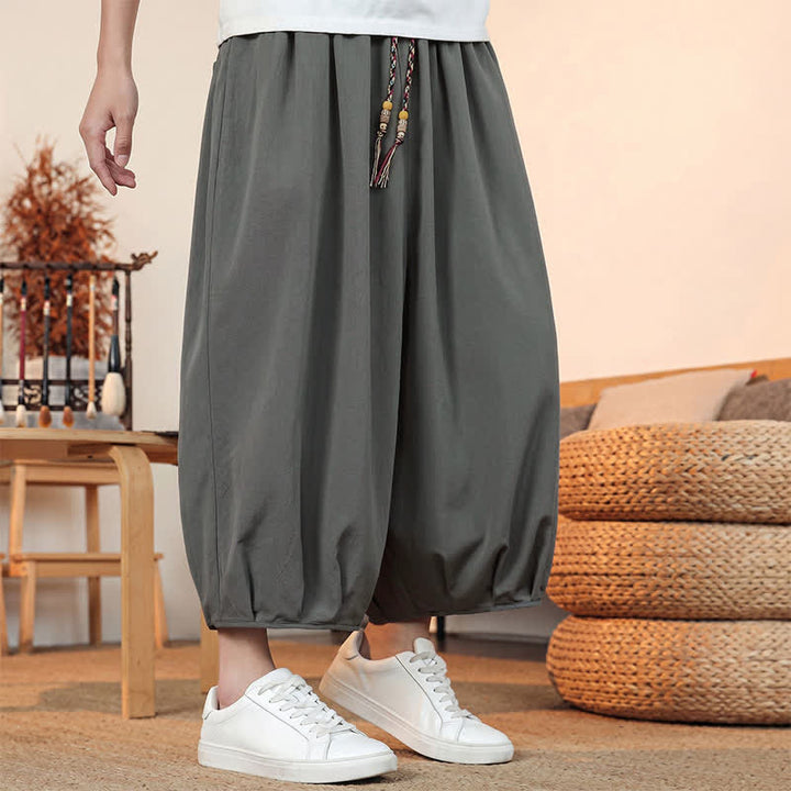 Buddha Stones Lässige, minimalistische Caprihose mit Kordelzug und Tasche für Herren – ideal für Frühling und Sommer - image 6