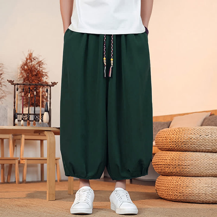 Buddha Stones Lässige, minimalistische Caprihose mit Kordelzug und Tasche für Herren – ideal für Frühling und Sommer - Dunkelolivgrün - US/UK/AU46, EU56 (5XL) - image 39