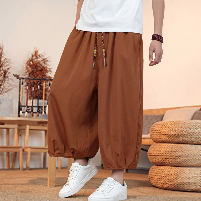Buddha Stones Lässige, minimalistische Caprihose mit Kordelzug und Tasche für Herren – ideal für Frühling und Sommer - image 26