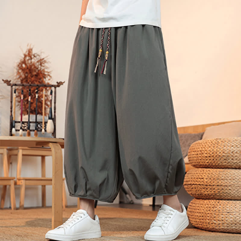 Buddha Stones Lässige, minimalistische Caprihose mit Kordelzug und Tasche für Herren – ideal für Frühling und Sommer - image 3
