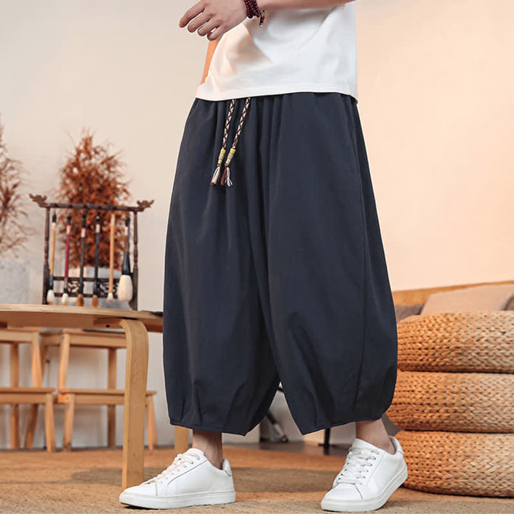 Buddha Stones Lässige, minimalistische Caprihose mit Kordelzug und Tasche für Herren – ideal für Frühling und Sommer - image 36