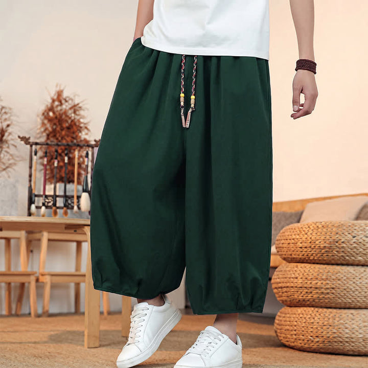 Buddha Stones Lässige, minimalistische Caprihose mit Kordelzug und Tasche für Herren – ideal für Frühling und Sommer - image 43