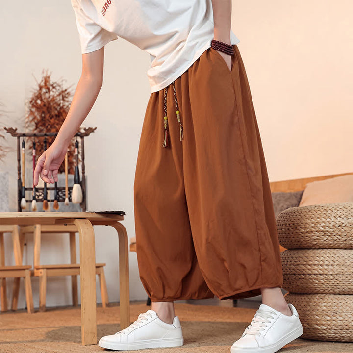 Buddha Stones Lässige, minimalistische Caprihose mit Kordelzug und Tasche für Herren – ideal für Frühling und Sommer - image 27