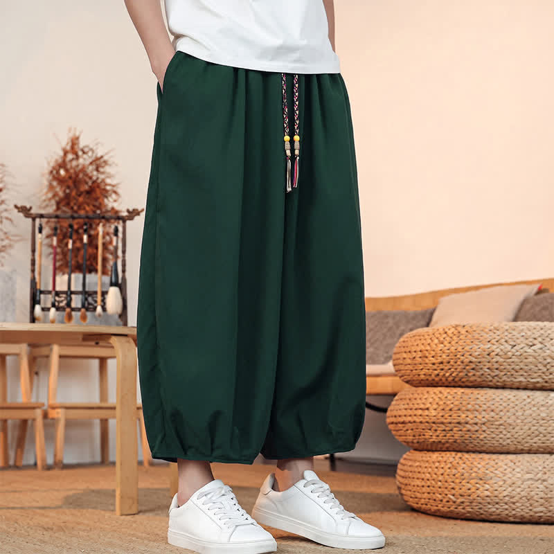 Buddha Stones Lässige, minimalistische Caprihose mit Kordelzug und Tasche für Herren – ideal für Frühling und Sommer - image 42