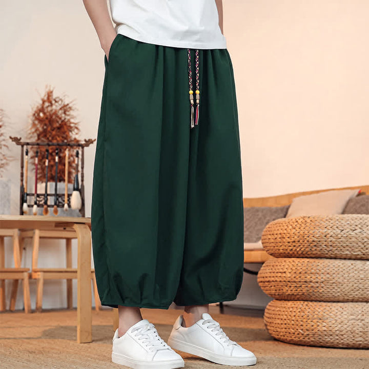 Buddha Stones Lässige, minimalistische Caprihose mit Kordelzug und Tasche für Herren – ideal für Frühling und Sommer - image 42