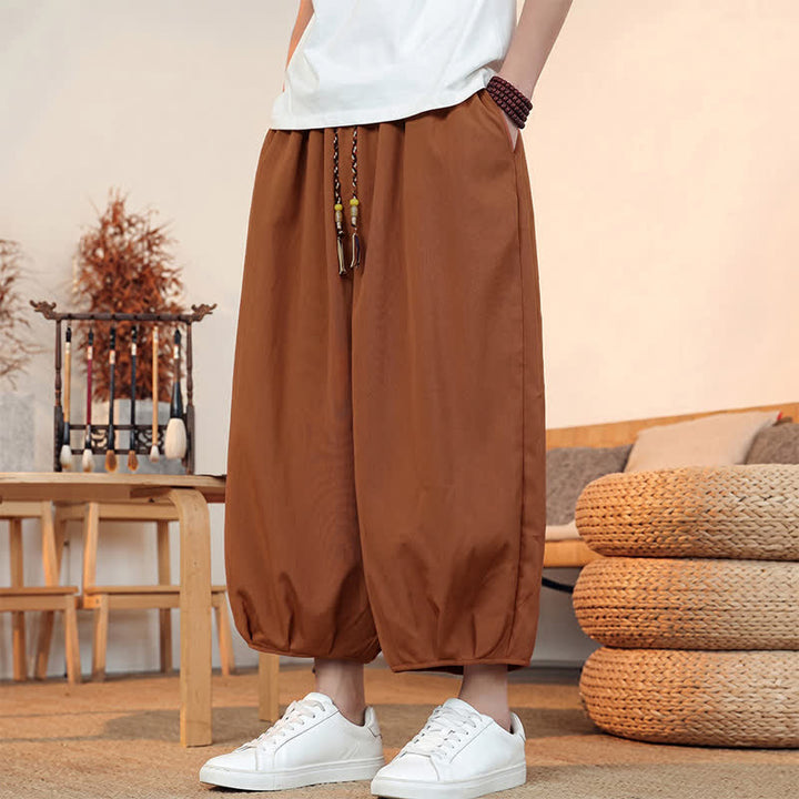 Buddha Stones Lässige, minimalistische Caprihose mit Kordelzug und Tasche für Herren – ideal für Frühling und Sommer - image 23