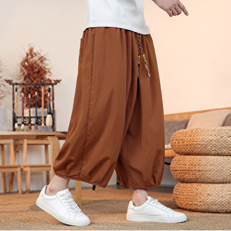 Buddha Stones Lässige, minimalistische Caprihose mit Kordelzug und Tasche für Herren – ideal für Frühling und Sommer - image 22