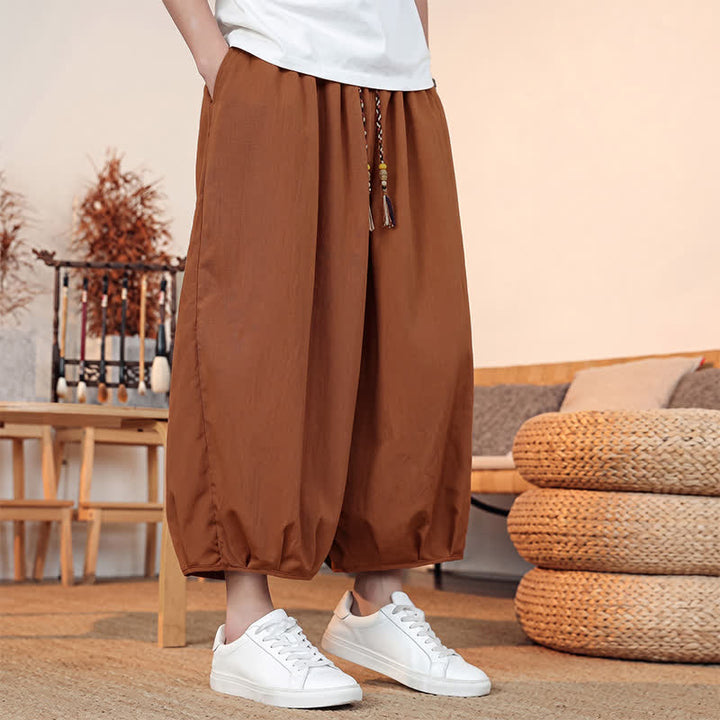 Buddha Stones Lässige, minimalistische Caprihose mit Kordelzug und Tasche für Herren – ideal für Frühling und Sommer - image 25