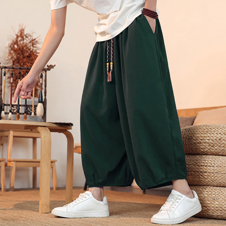 Buddha Stones Lässige, minimalistische Caprihose mit Kordelzug und Tasche für Herren – ideal für Frühling und Sommer - image 44