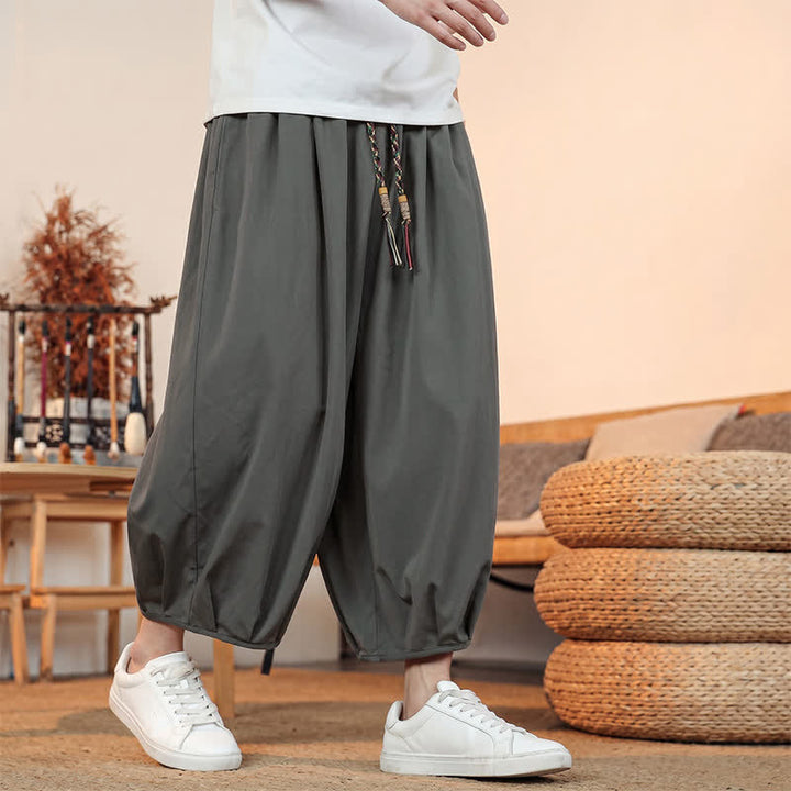 Buddha Stones Lässige, minimalistische Caprihose mit Kordelzug und Tasche für Herren – ideal für Frühling und Sommer - Grau - US/UK/AU46, EU56 (5XL) - image 0