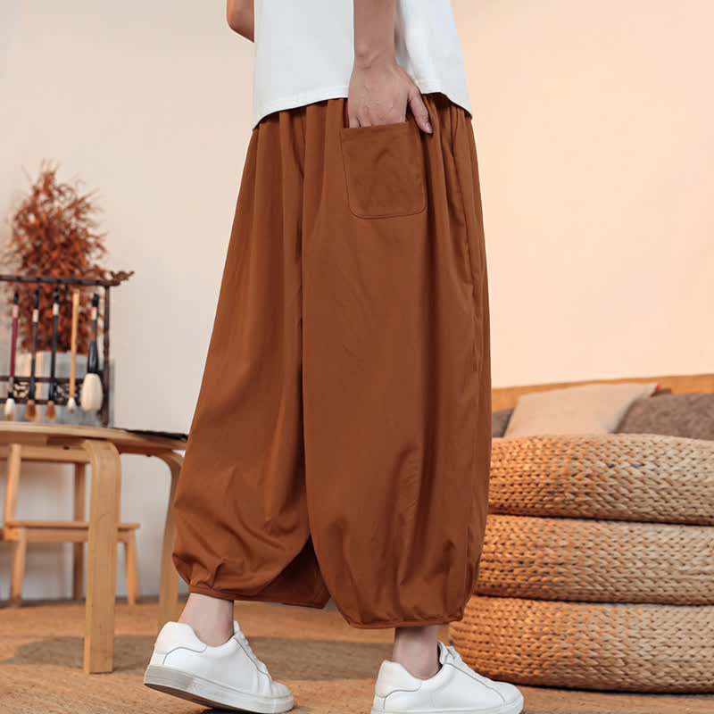 Buddha Stones Lässige, minimalistische Caprihose mit Kordelzug und Tasche für Herren – ideal für Frühling und Sommer - image 24