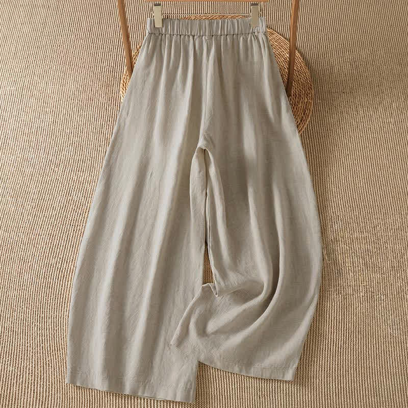 Buddha Stones Lässige Damen-Ankle-Hose mit Reißverschluss, weitem Bein und Tasche – ideal für Frühling und Sommer. - image 1