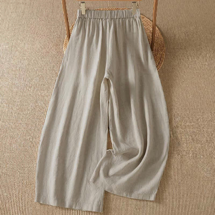 Buddha Stones Lässige Damen-Ankle-Hose mit Reißverschluss, weitem Bein und Tasche – ideal für Frühling und Sommer. - image 1
