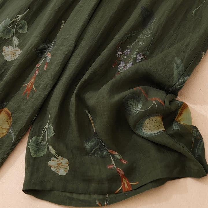 Buddha Stones Boho-Blumenmuster-Ankle-Pants für Damen, Frühling/Sommer, Weite Hose mit Taschen - image 12