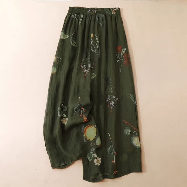 Buddha Stones Boho-Blumenmuster-Ankle-Pants für Damen, Frühling/Sommer, Weite Hose mit Taschen - Dunkelolivgrün - US12, UK/AU16, EU44 (2XL) - image 6
