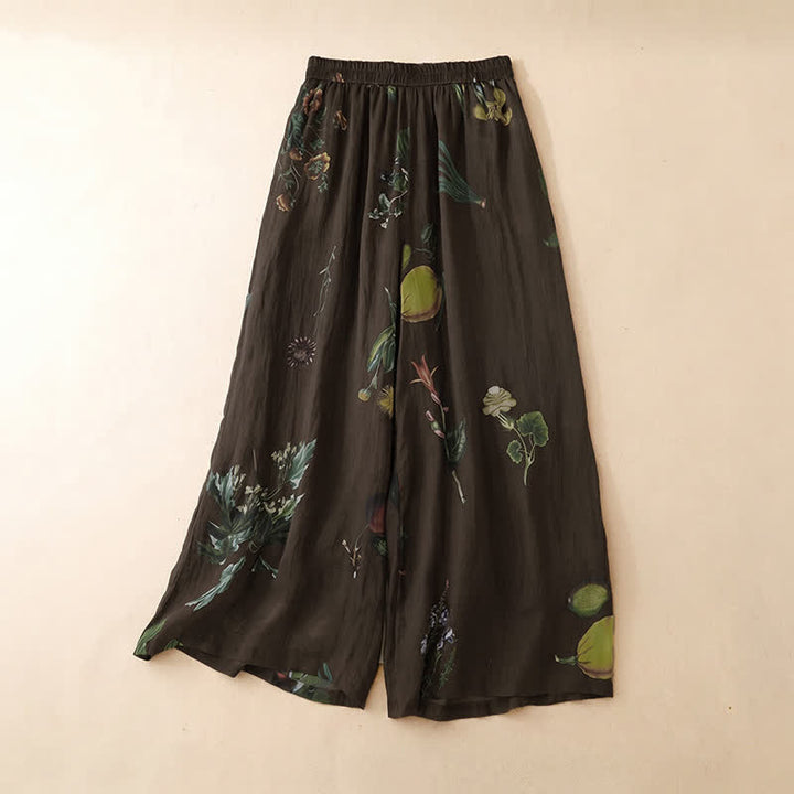 Buddha Stones Boho-Blumenmuster-Ankle-Pants für Damen, Frühling/Sommer, Weite Hose mit Taschen - Sattelbraun - US12, UK/AU16, EU44 (2XL) - image 15