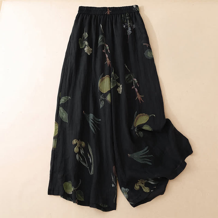 Buddha Stones Boho-Blumenmuster-Ankle-Pants für Damen, Frühling/Sommer, Weite Hose mit Taschen - Mitternachtsblau - US12, UK/AU16, EU44 (2XL) - image 0