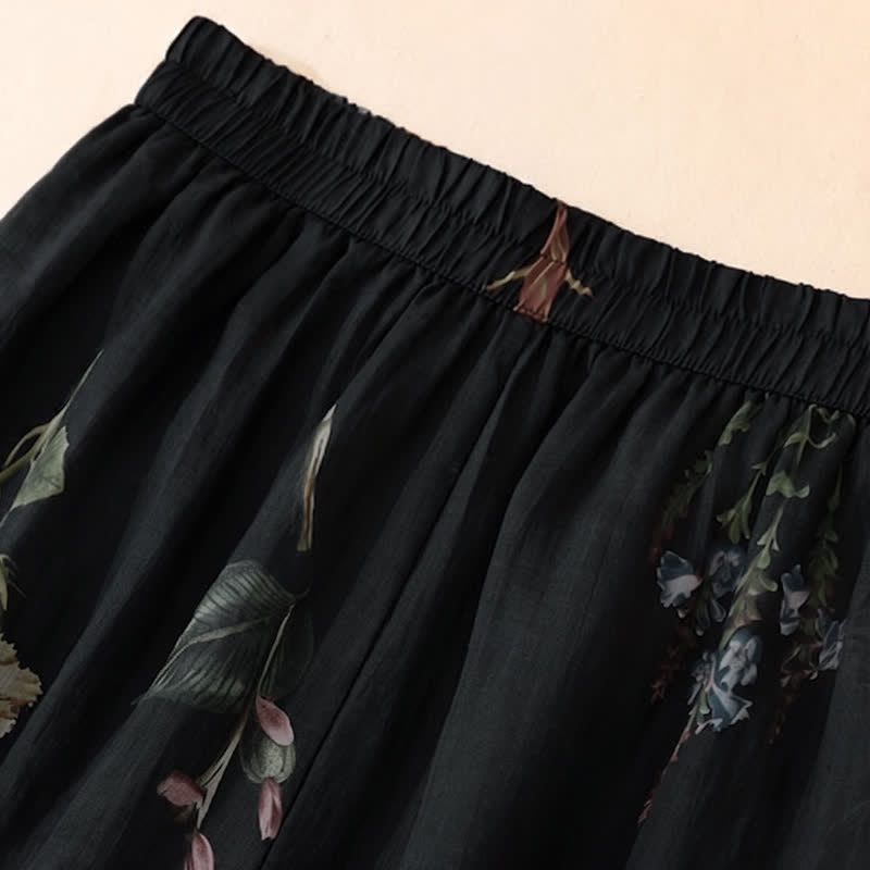 Buddha Stones Boho-Blumenmuster-Ankle-Pants für Damen, Frühling/Sommer, Weite Hose mit Taschen - image 1