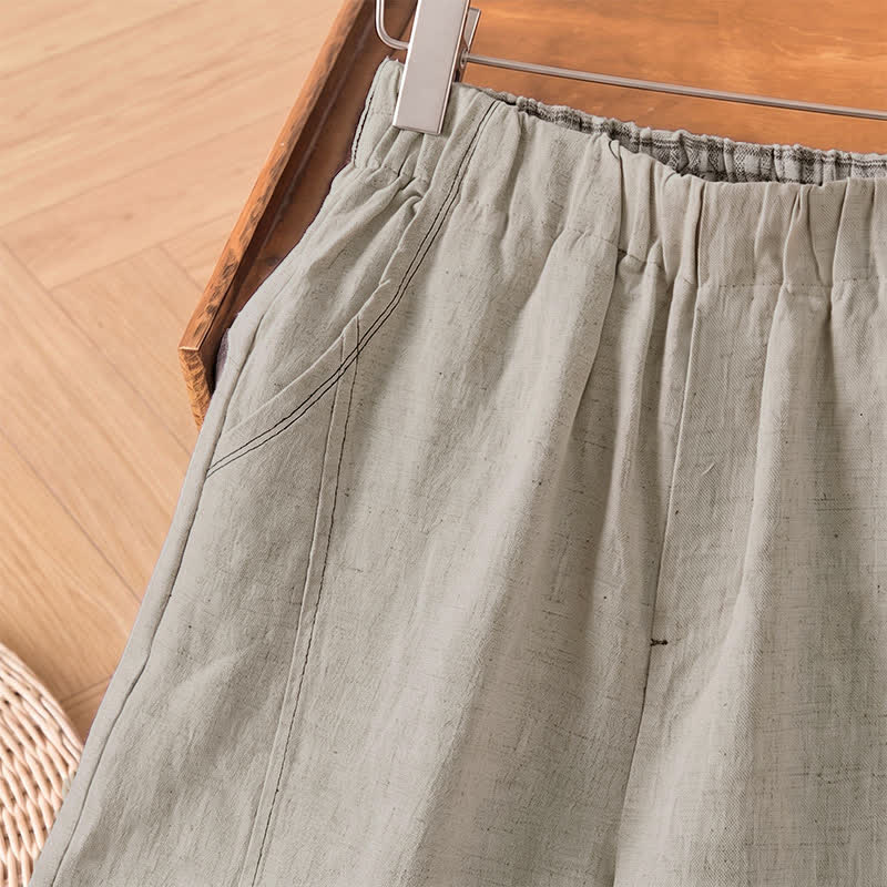 Buddha Stones Lässige, minimalistische Damen-Ankle-Hose für Frühling und Sommer mit geradem Bein und Tasche - image 3