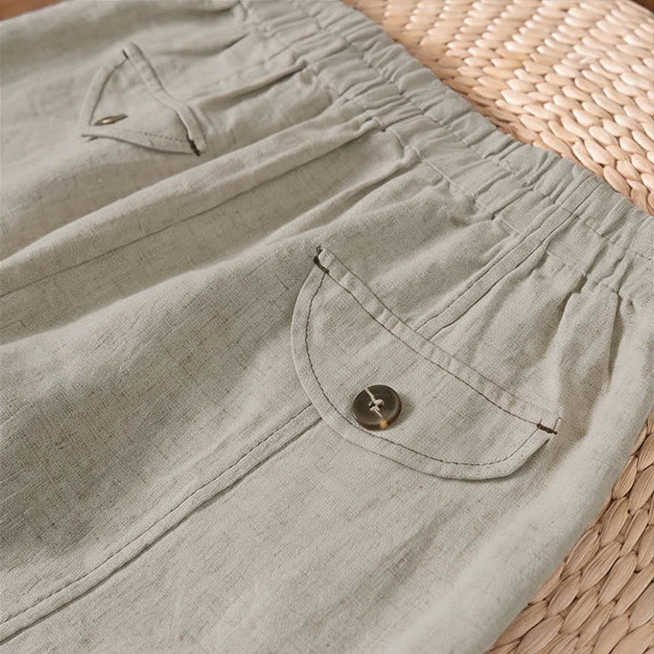 Buddha Stones Lässige, minimalistische Damen-Ankle-Hose für Frühling und Sommer mit geradem Bein und Tasche - image 5
