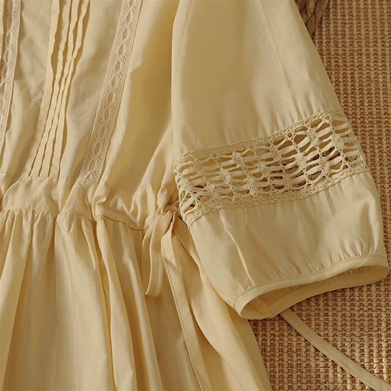 Buddha Stones 2-teiliges sommerliches Boho-Kleid für Damen mit Rundhalsausschnitt, ellbogenlangen Ärmeln und Tasche - image 6