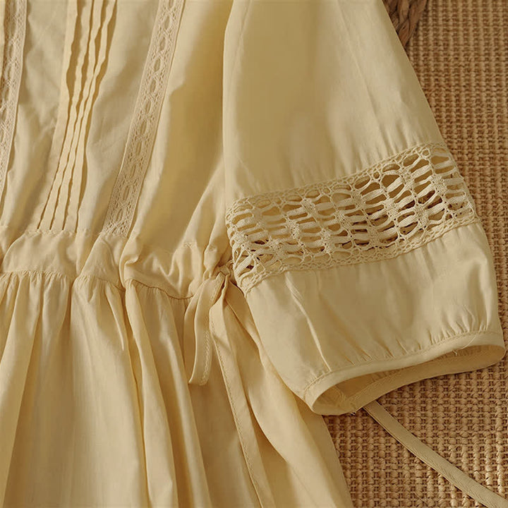 Buddha Stones 2-teiliges sommerliches Boho-Kleid für Damen mit Rundhalsausschnitt, ellbogenlangen Ärmeln und Tasche - image 6