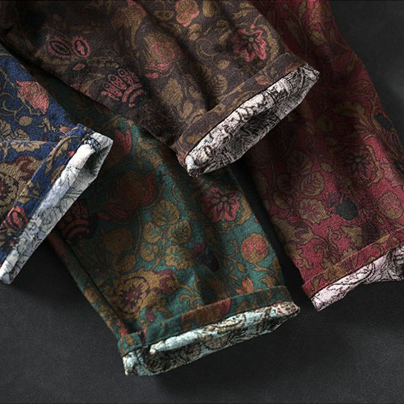 Buddha Stones ​​Retro-Blumenmuster A-Linien-Design Langarm-Midikleid für Damen - image 16