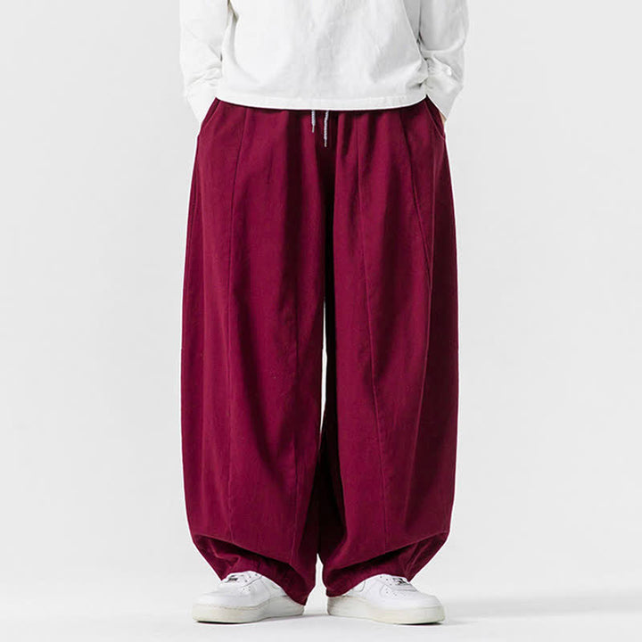 Buddha Stones Lässige, schlichte lange Herrenhose aus einfarbigem Baumwollstoff mit Kordelzug und Taschen - Kastanienbraun - US/ UK/AU46, EU56 (5XL) - image 41