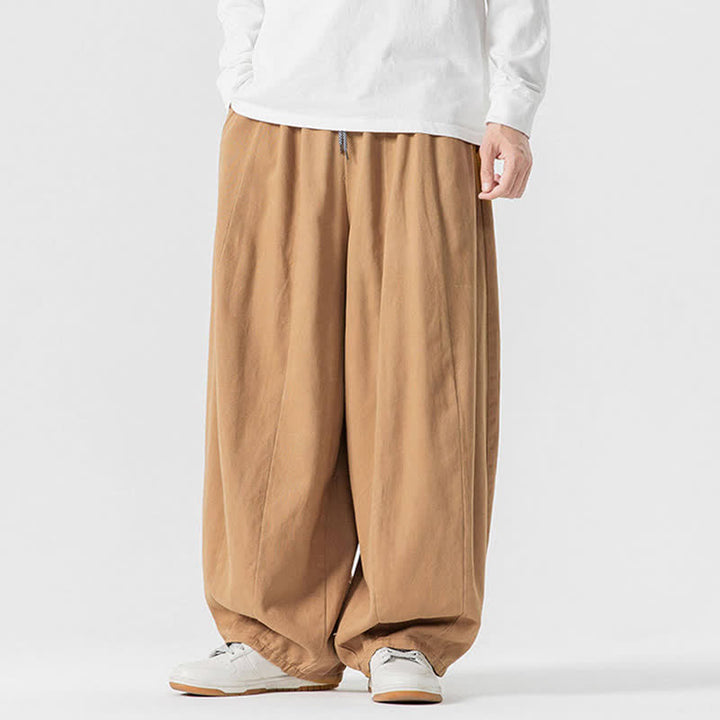 Buddha Stones Lässige, schlichte lange Herrenhose aus einfarbigem Baumwollstoff mit Kordelzug und Taschen - Goldrute - US/ UK/AU46, EU56 (5XL) - image 33