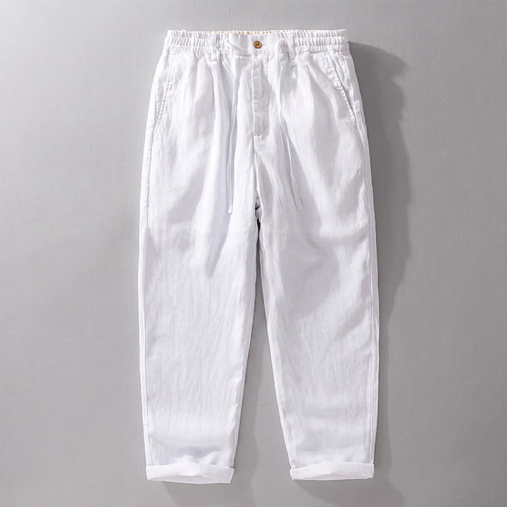 Buddha Stones Lässige lange Leinenhose für Herren, gerades Bein, mit Taschen und Kordelzug und Reißverschluss, ideal für Frühling und Sommer - Weiß - US/ UK/AU42, EU52 (3XL) - image 15